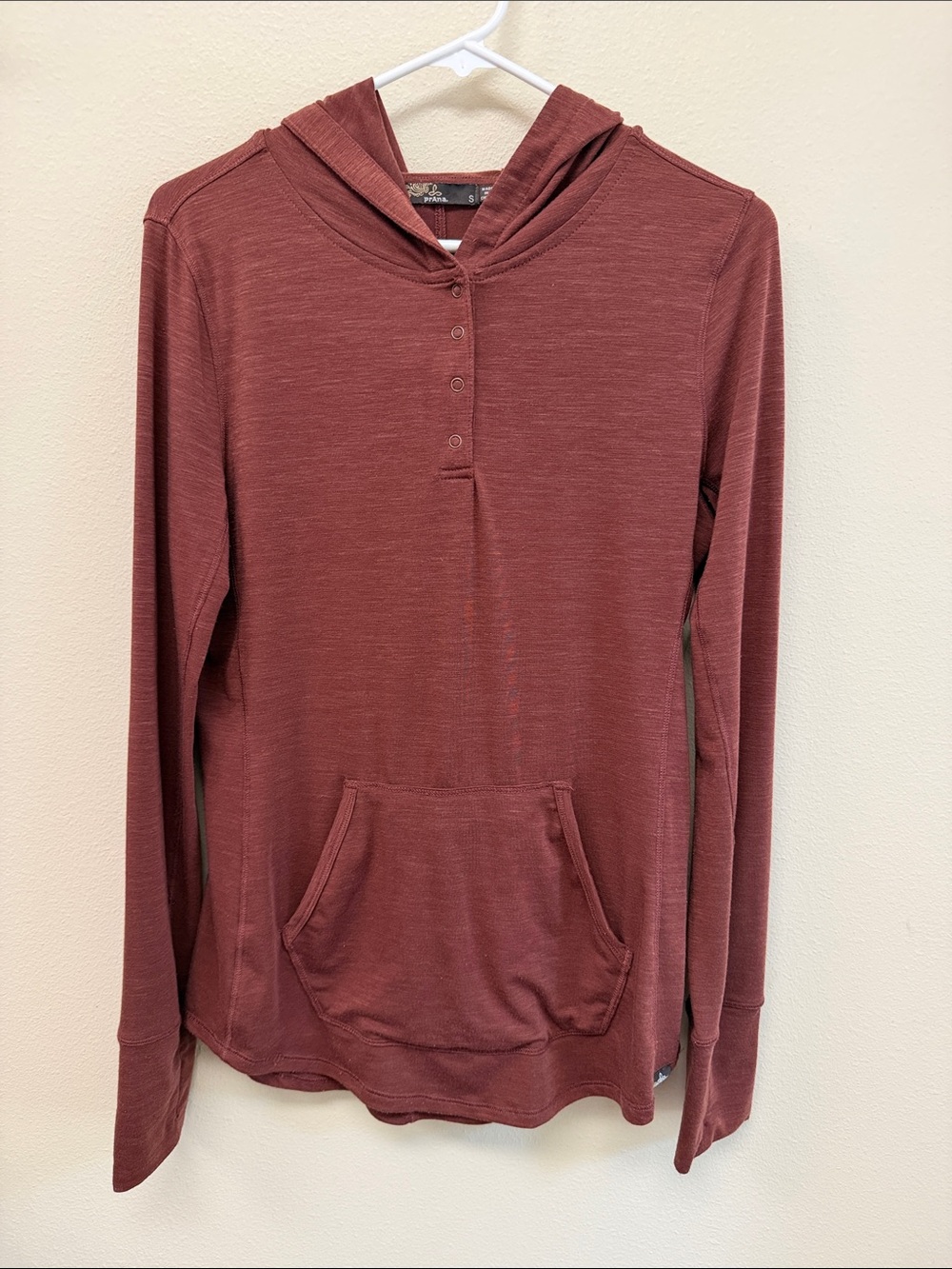 Prana Women's Rust Hooded Henley Sweatshirt